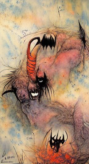 Eerie Demon Creature Lurking in the Shadows