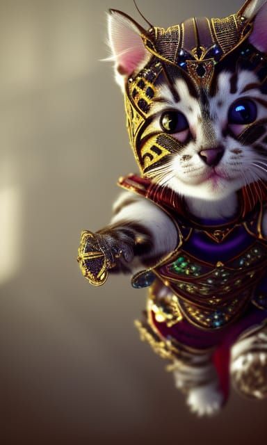 Armored Kitten in Epic Fantasy Style