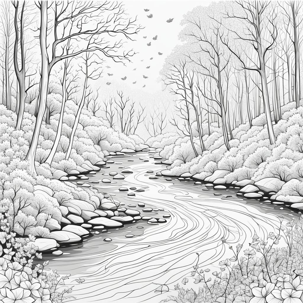 Fantasy Autumn Landscape in Black and White