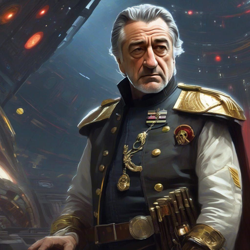 Portrait of Robert de Niro as Space Pirate Captain Harlock from disney movie "Pirates of the space".  Intricate _details...