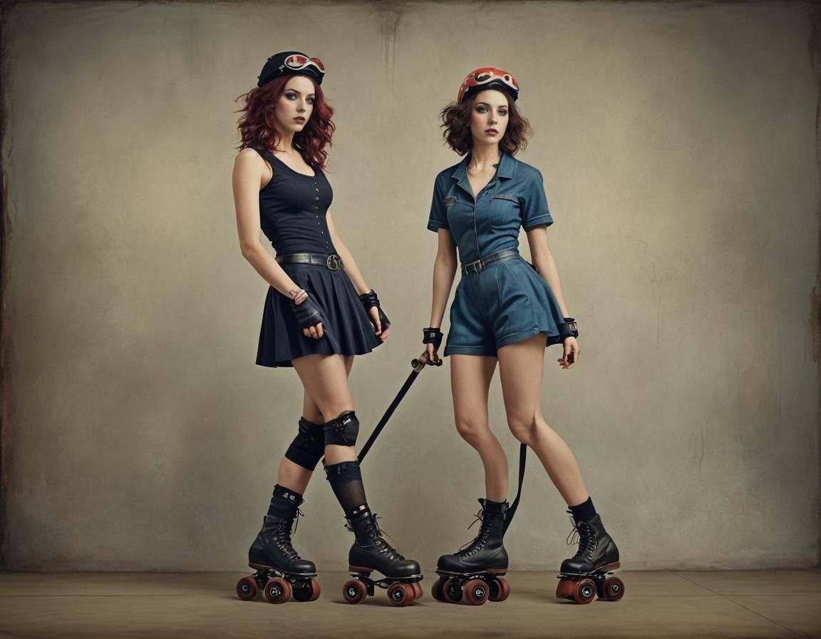 Photorealistic Roller Derby Portrait of a Young Woman