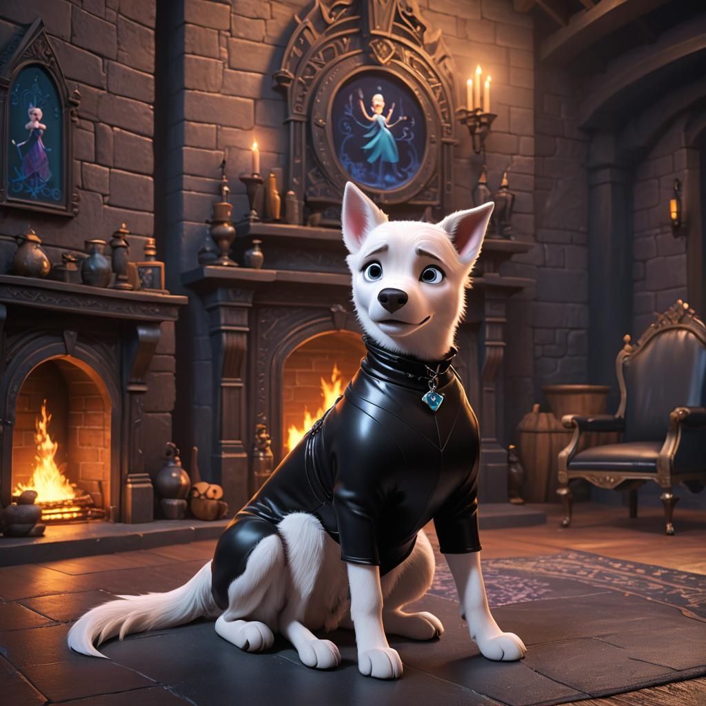 Elsa in Black Latex Outfit: 3D Digital Art