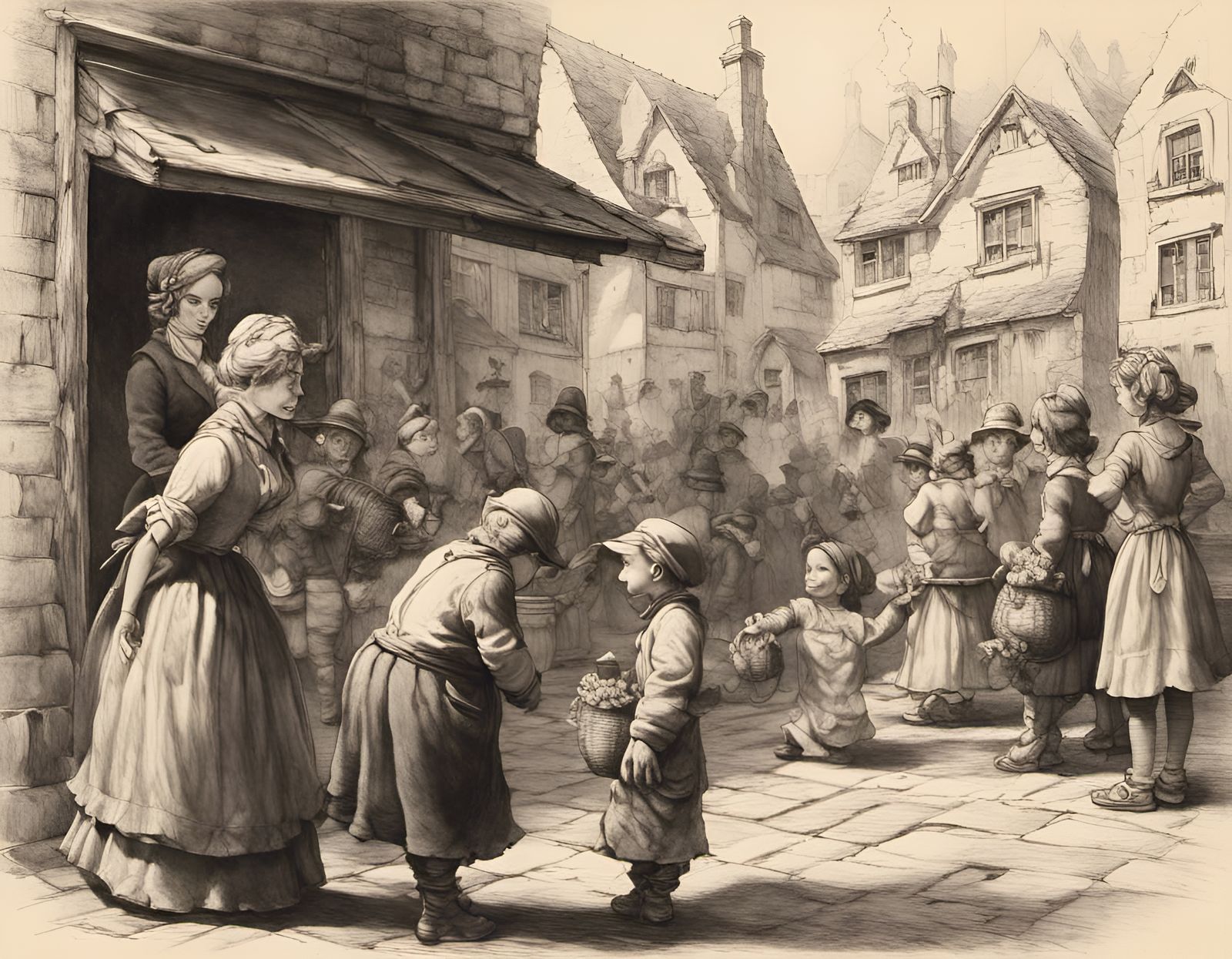 Monochrome Pencil Sketch in Candy Art Style