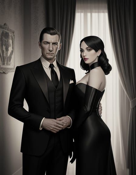 Vintage Noir Spy Family Portrait