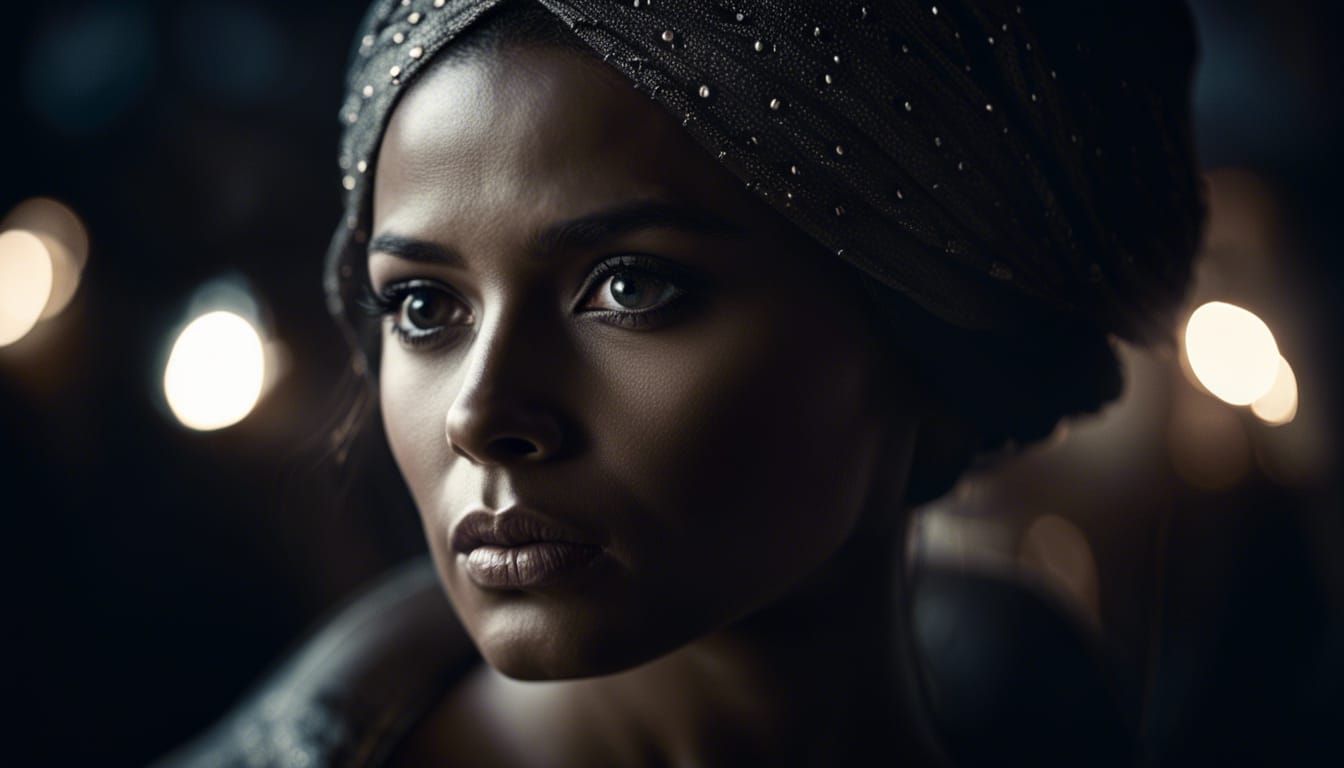 Beautiful Woman in Royal Dress: Black and White Portrait