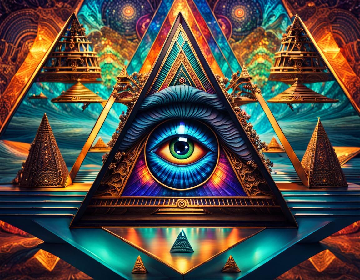Afrofuturist All Seeing Eye in Glass Pyramid