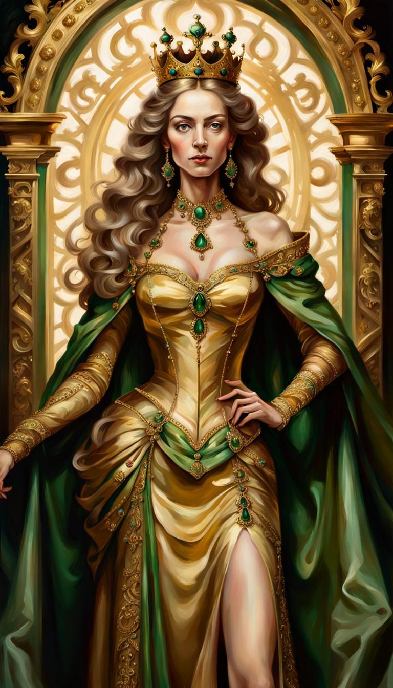 Regal Queen Portrait in Baroque Painting Style