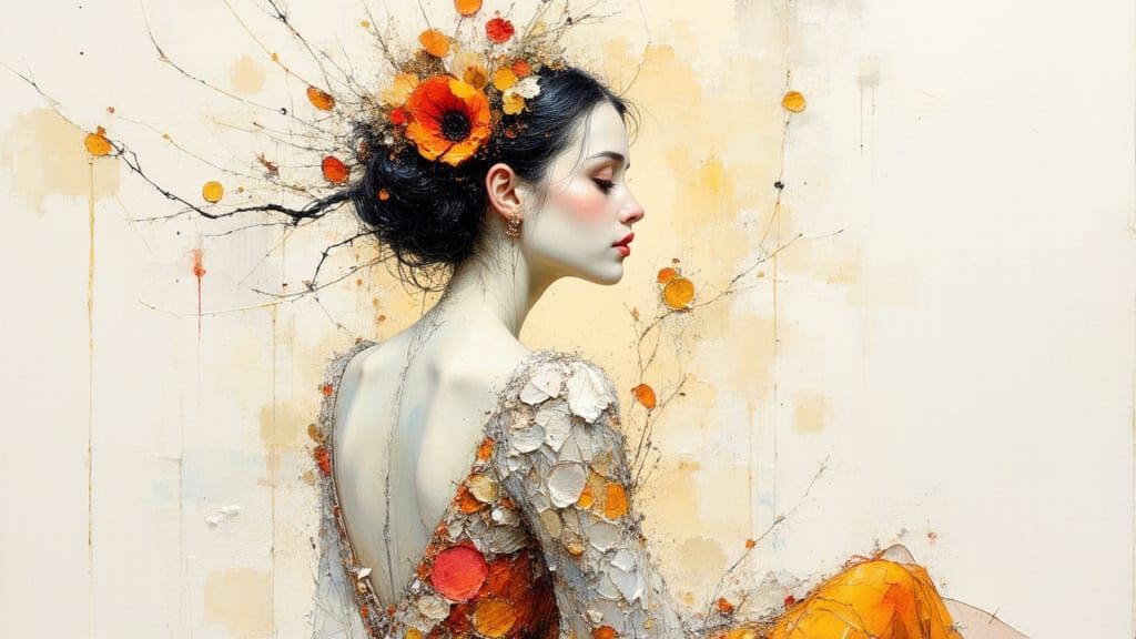 Surrealist Watercolor Portrait in Whimsical White Space