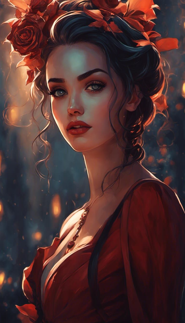 Gothic Vampire Girl in Animated Disney Style