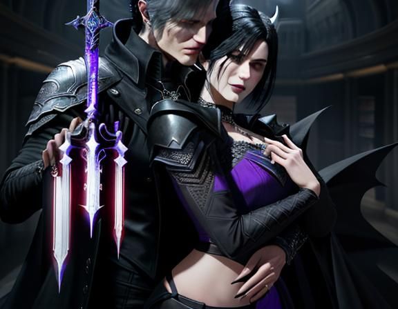 Eldritch Goddess Kissing Vergil in Library