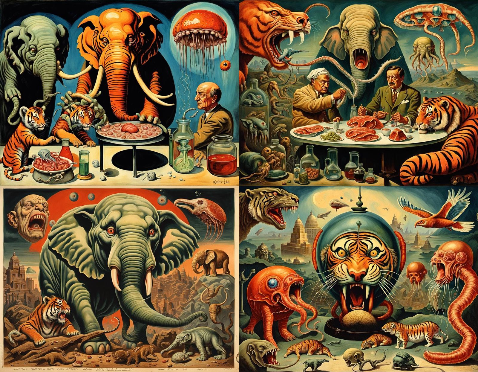 Surreal Monstrous Hybrid in Grotesque Style