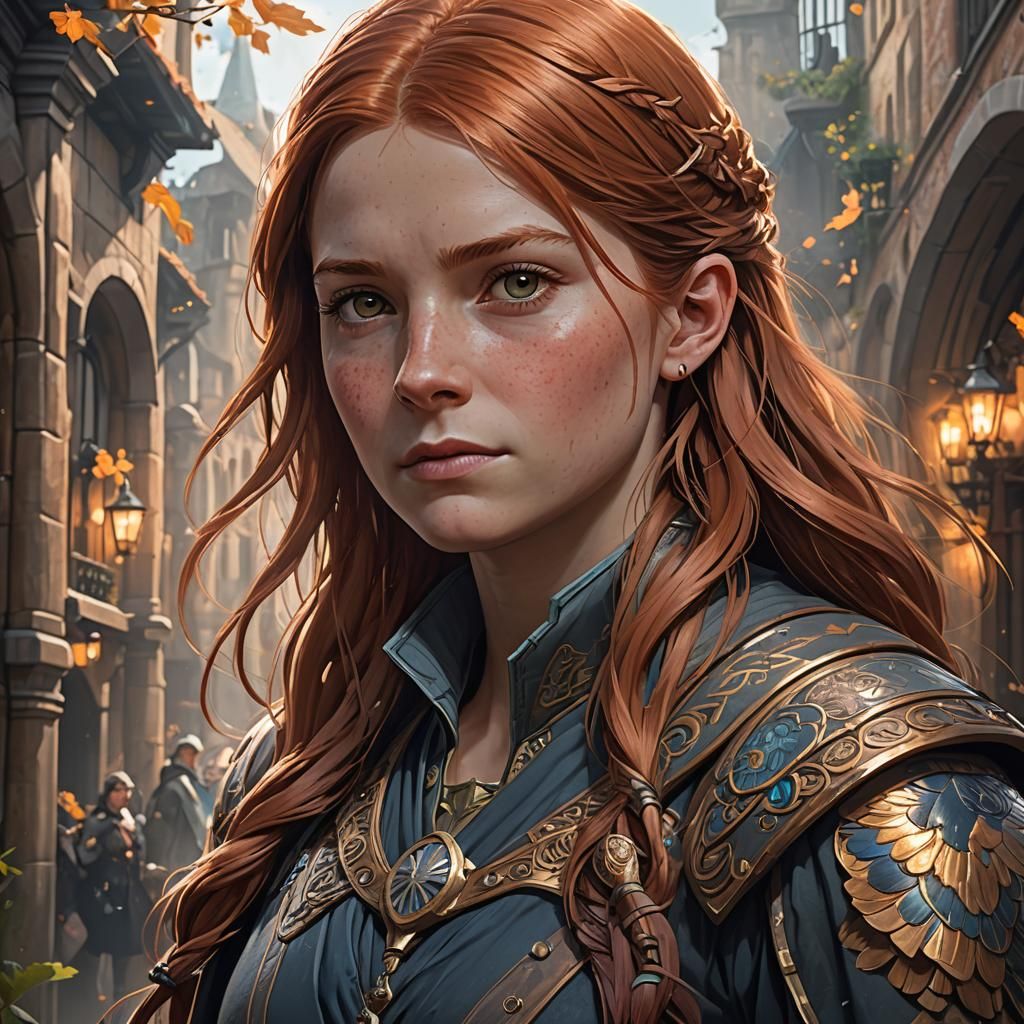 Ginny Weasley Hawk Animagus Portrait in Art Nouveau Style