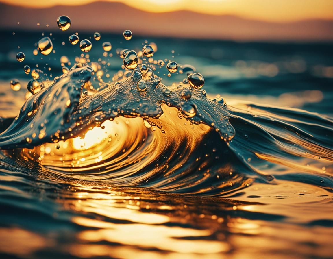 Golden Sunset Wave: Surreal Macro Photography