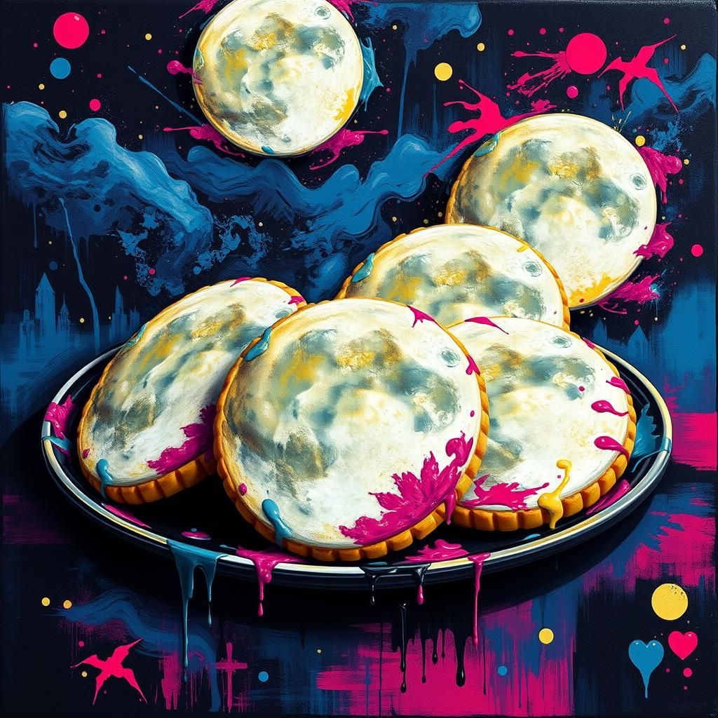 Full Moon Cookies in Graffiti Splash Art Style