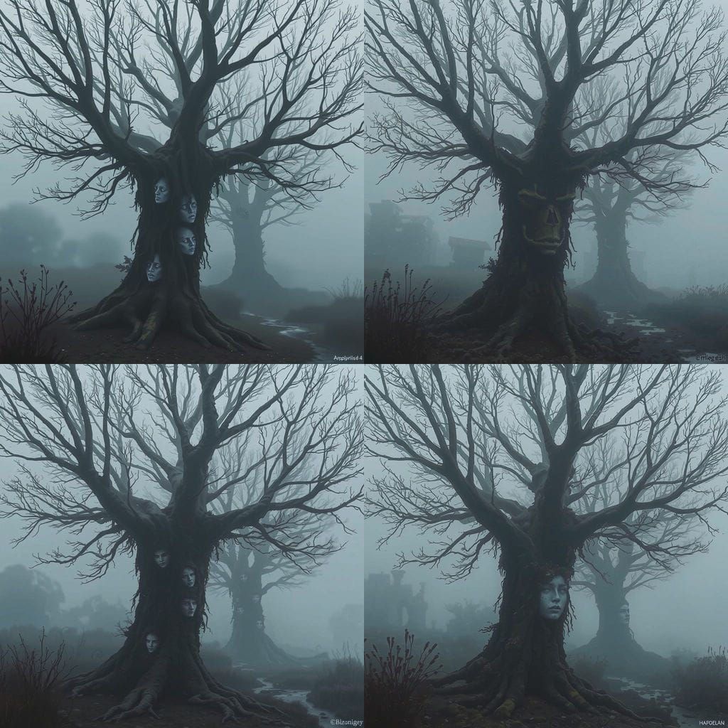 Ethereal Faces Emerge from Foggy Corners