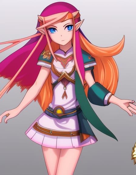 Anime Hylian Woman with Pastel Hair