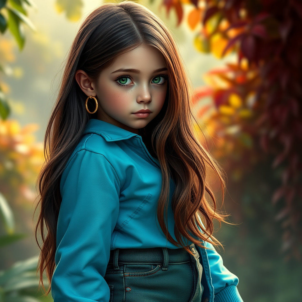 Girl with Dark Hair in Dreamlike Matte Painting
