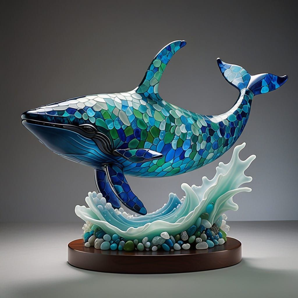 Sea Glass Whale Sculpture at Sea