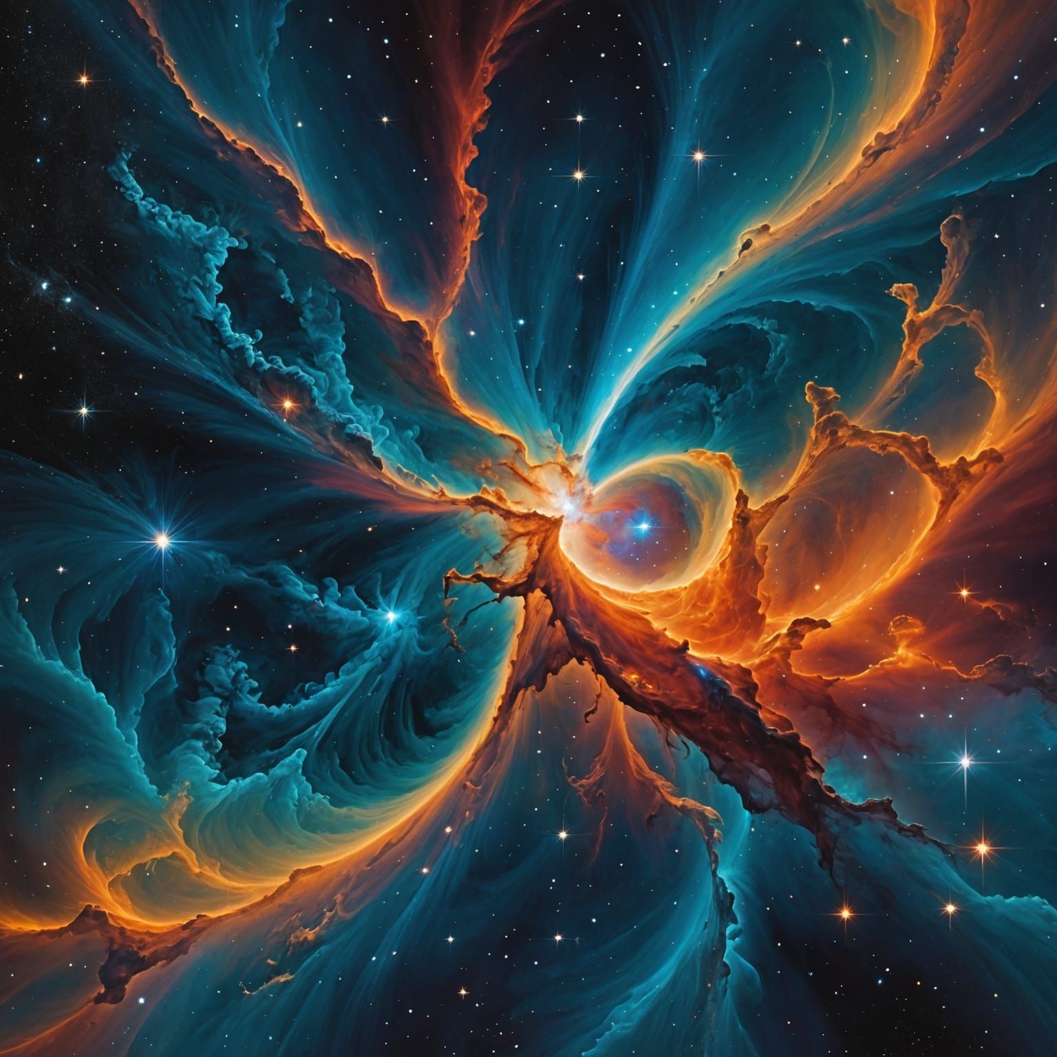 Spectacular Cosmic Nebula with Galaxy and Supernova