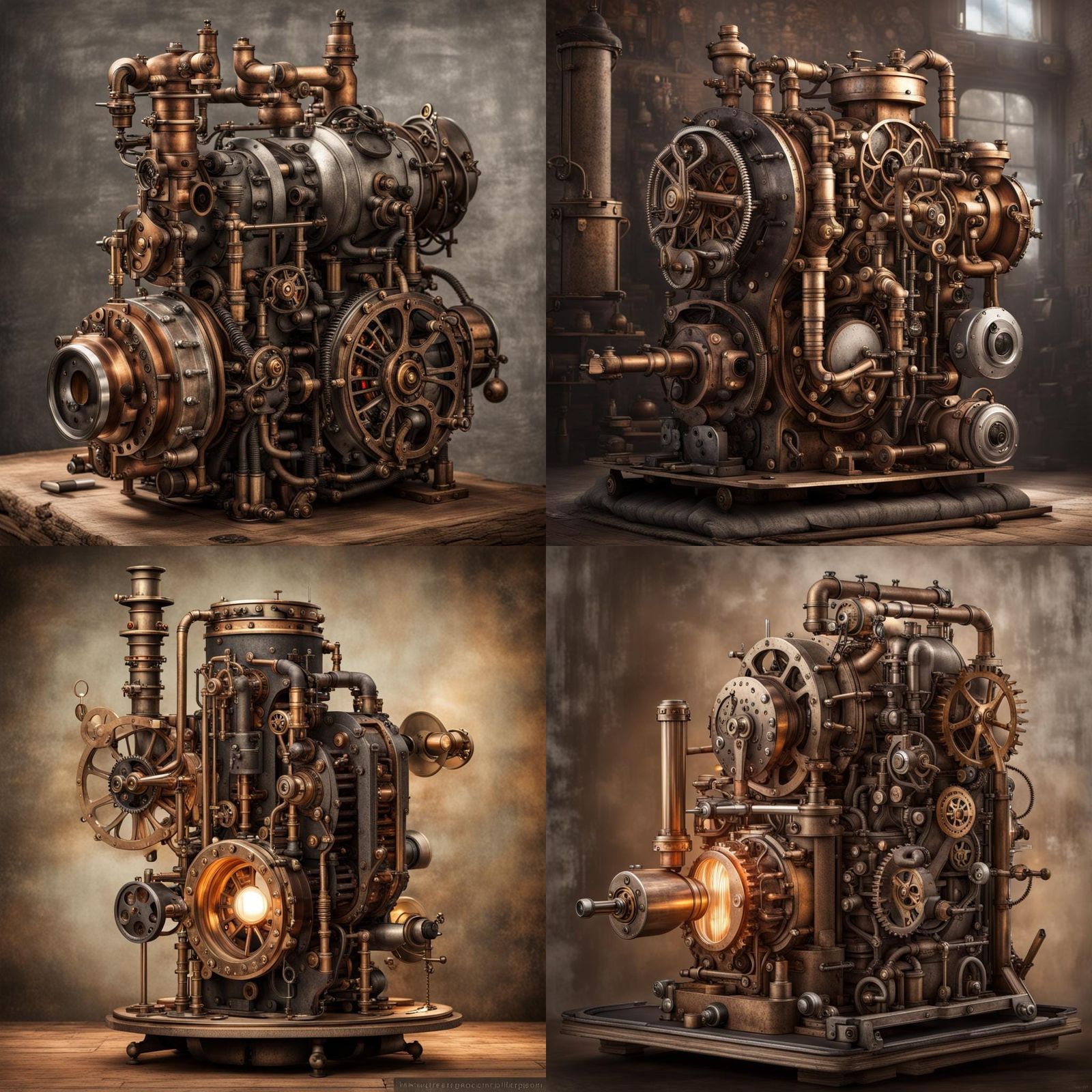 Steampunk Graveyard with Ghosts Lit by Lightning