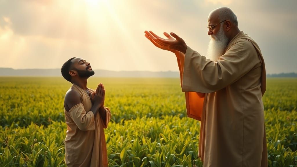 Divine Blessing: Sage Imparts Wisdom in Digital Art