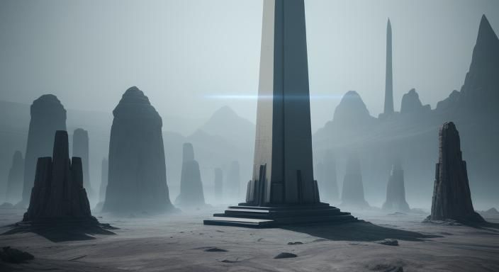 Alien Obelisk on Barren World: 3D Game Cinematic
