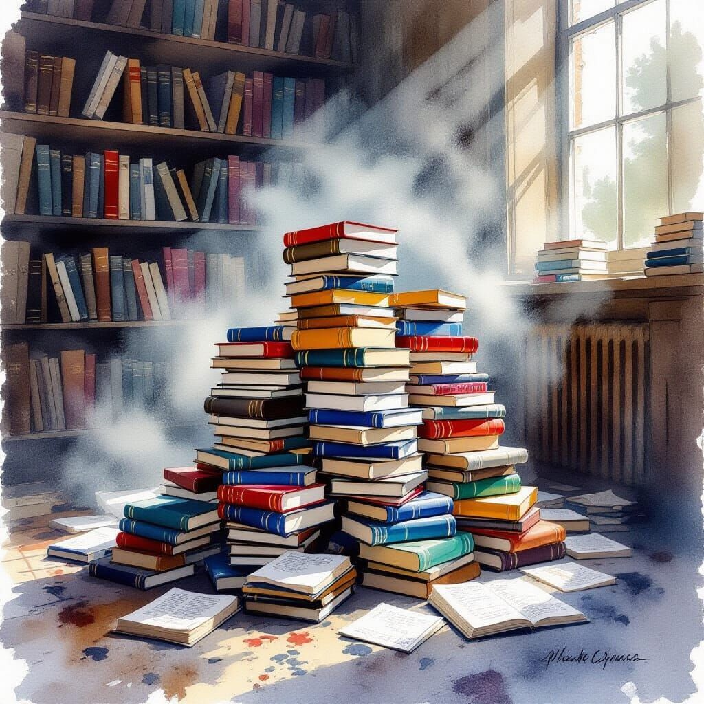 Dusty Books in Alcohol Ink Style