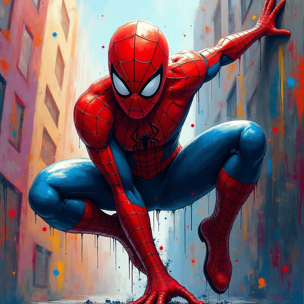 Abstract Spiderman in Vibrant Urban Graffiti Style