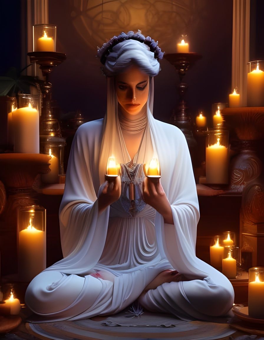Meditating Woman in Victorian Hyperrealistic Style