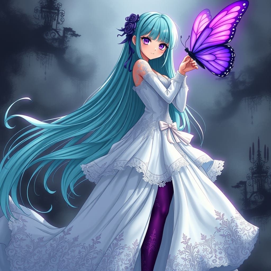 Anime Villainess Ensnared by Enchanted Butterfly in Elegant ...