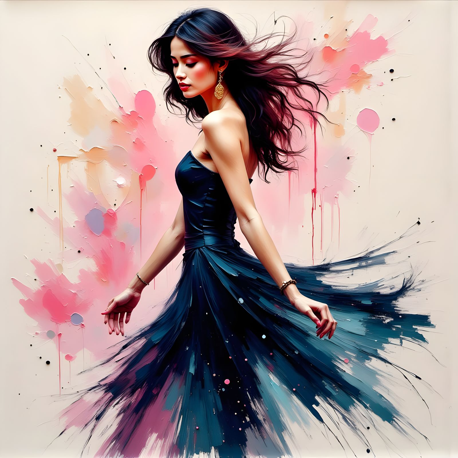 Elegant Thai Lady in Textured Evening Dress