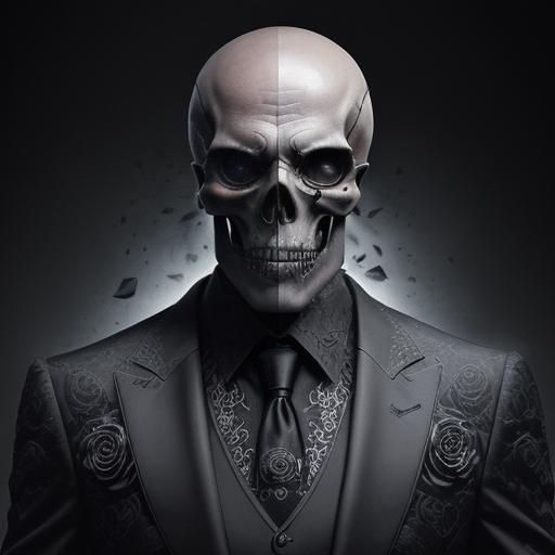 Hyperrealistic Skull Man with Roses Splash Art