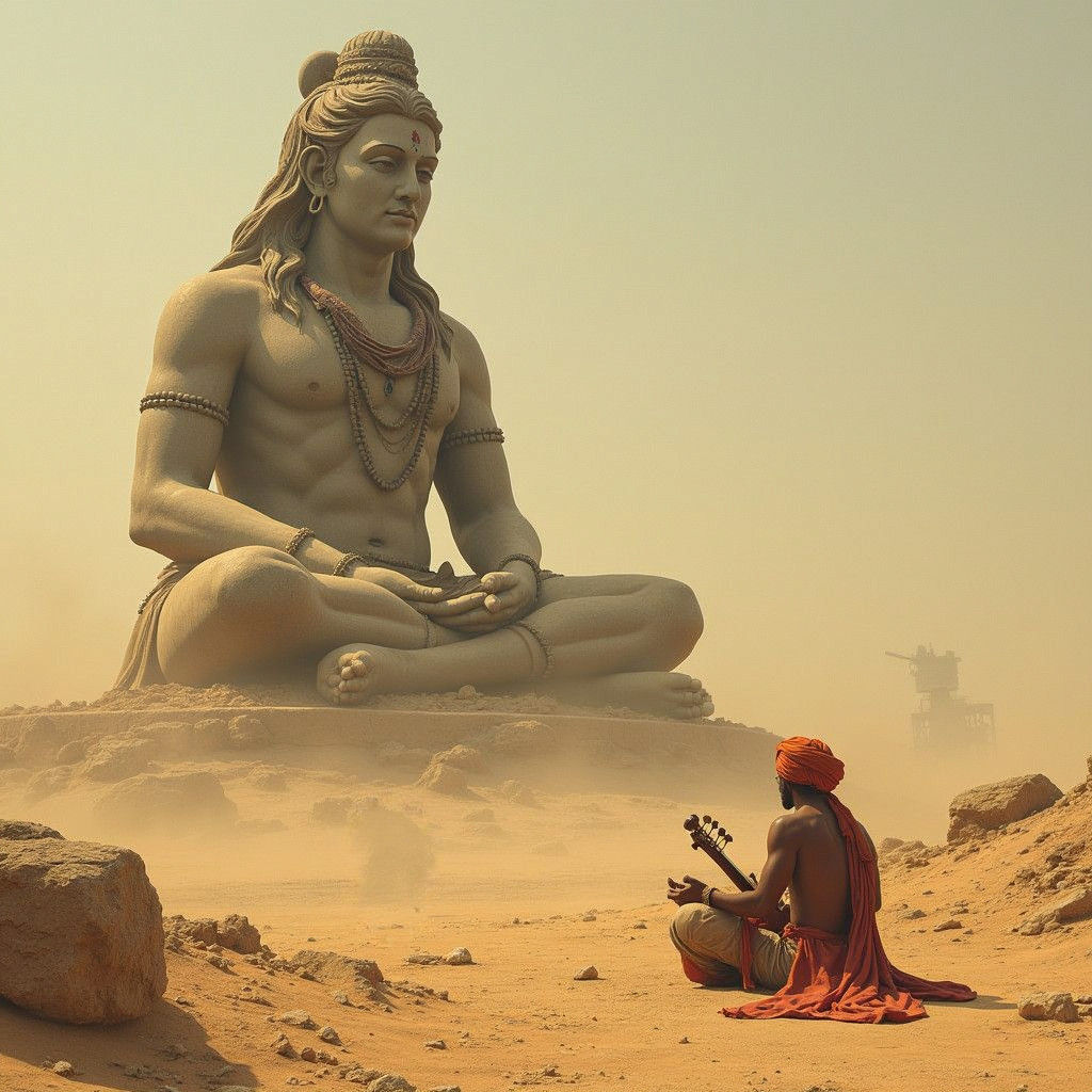Desert Shiva Statue with Sitar Player