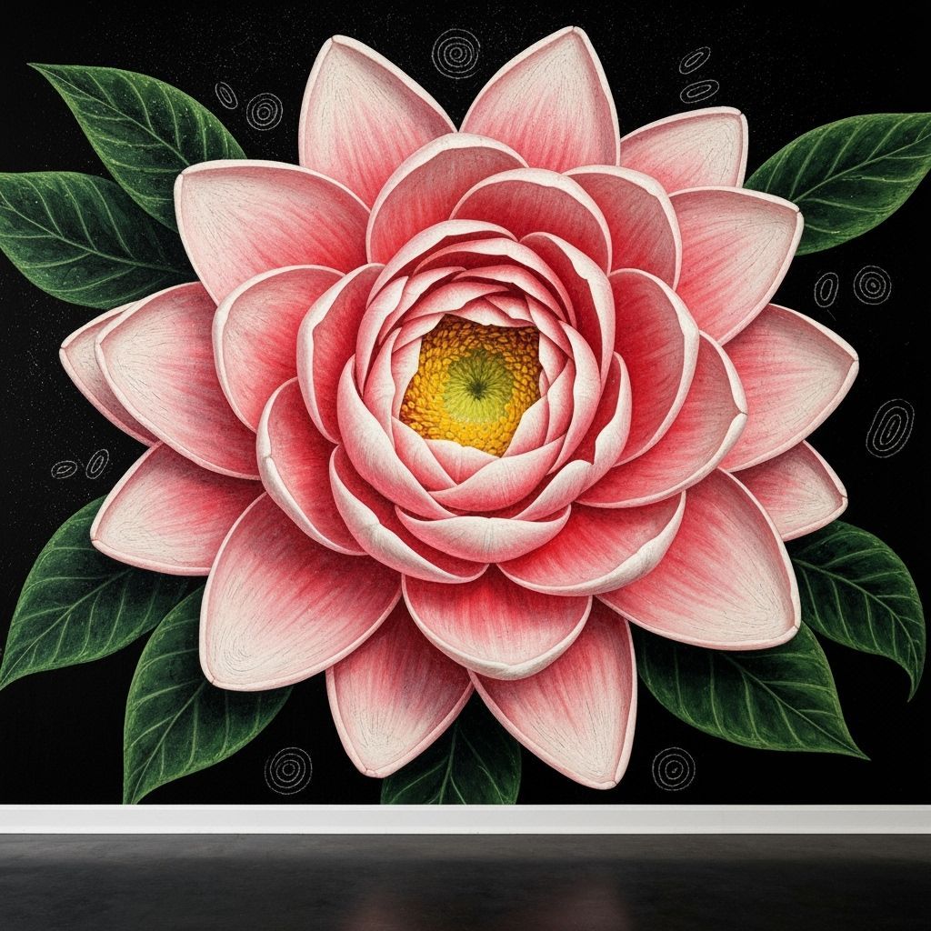 Detailed Floral Scratch Art on Black Background