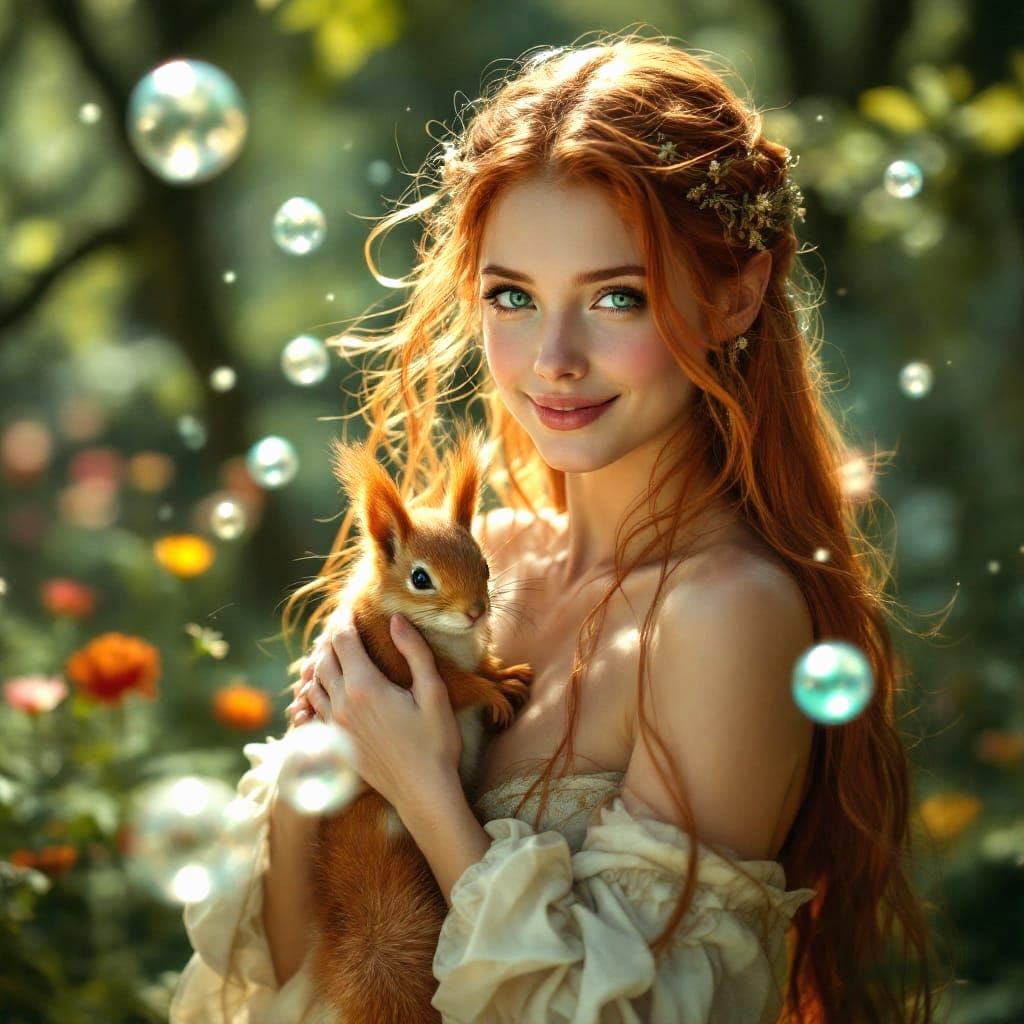 Ethereal Elvish Lady in Springtime Forest