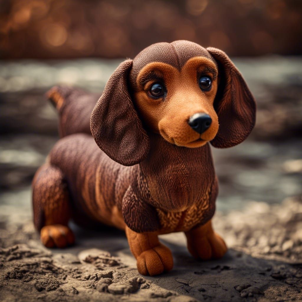 Hyperrealistic Plush Dachshund Dog Toy in HD