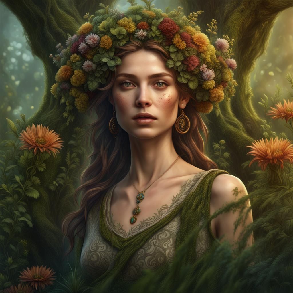 Beautiful Nature Goddess Portrait in Fantasy Style