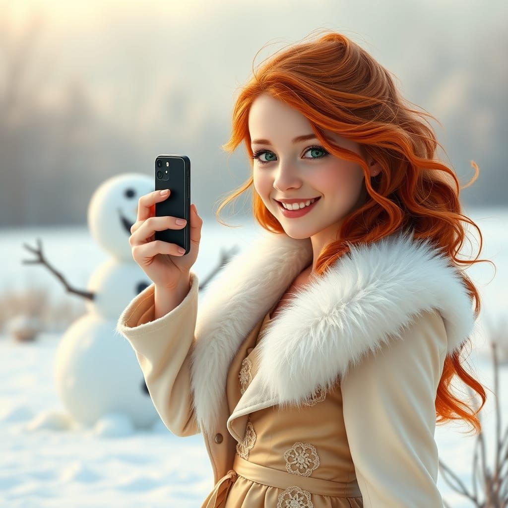 Romantic Snow Goddess in Luxurious Winter Wonderland