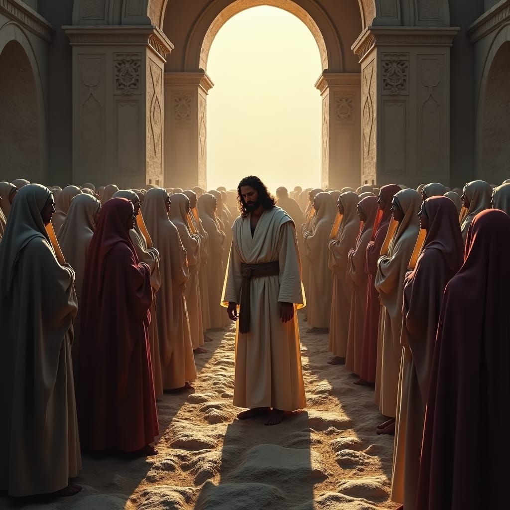 Jesus Mourns at Lazarus' Tomb in Hyper-Realistic Style