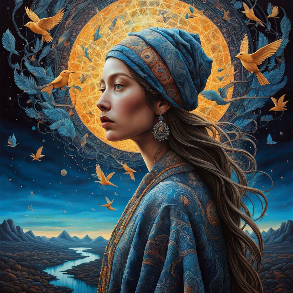 Surreal Cosmic Scene with Iridescent Glow and Bio-Art Creatu...