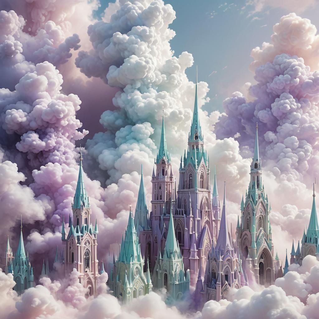Ethereal Cloud Cityscape in Pastel Hues