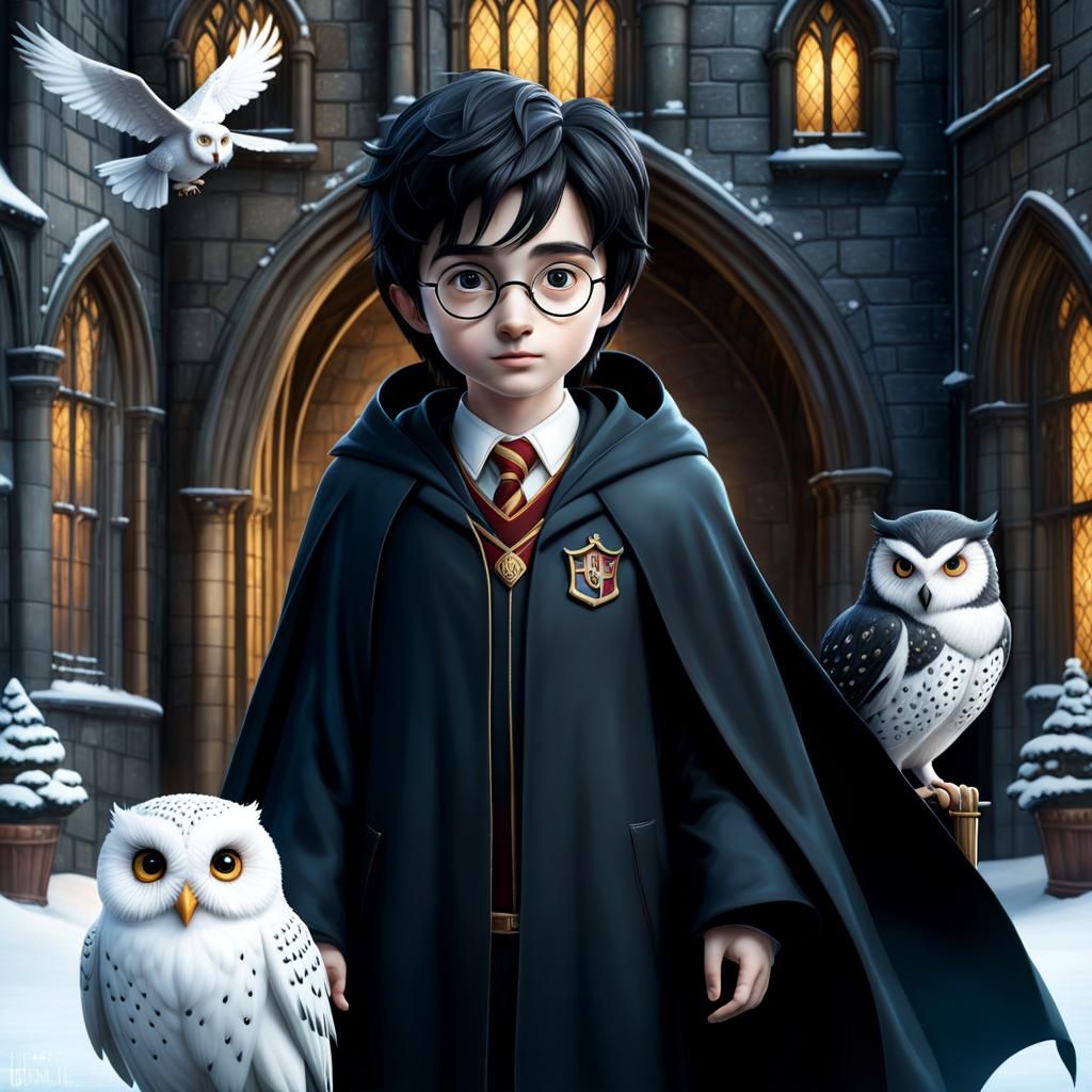 Double Exposure Portrait: Young Wizard at Hogwarts