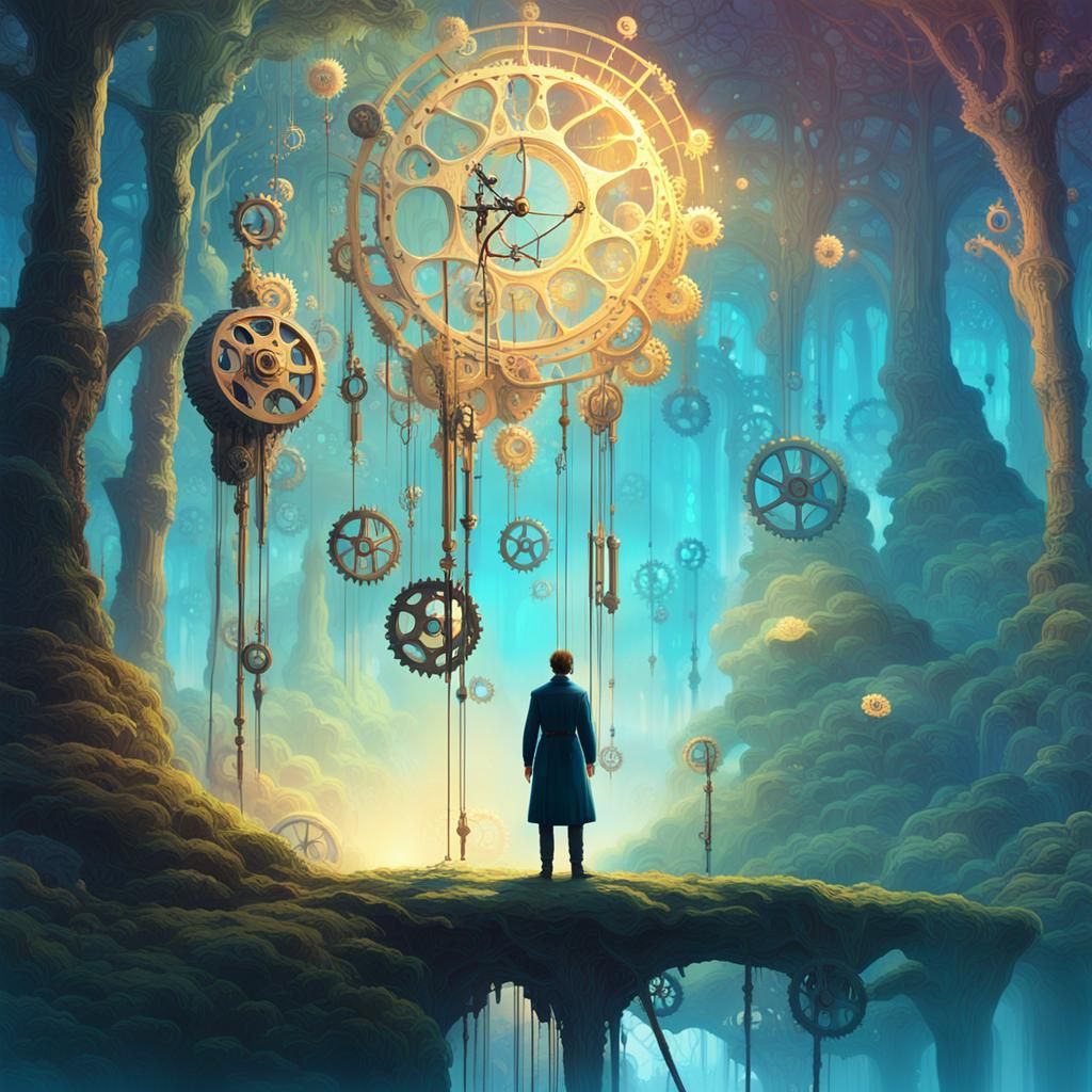 Clockwork Forest: A Surreal Fantasy Landscape
