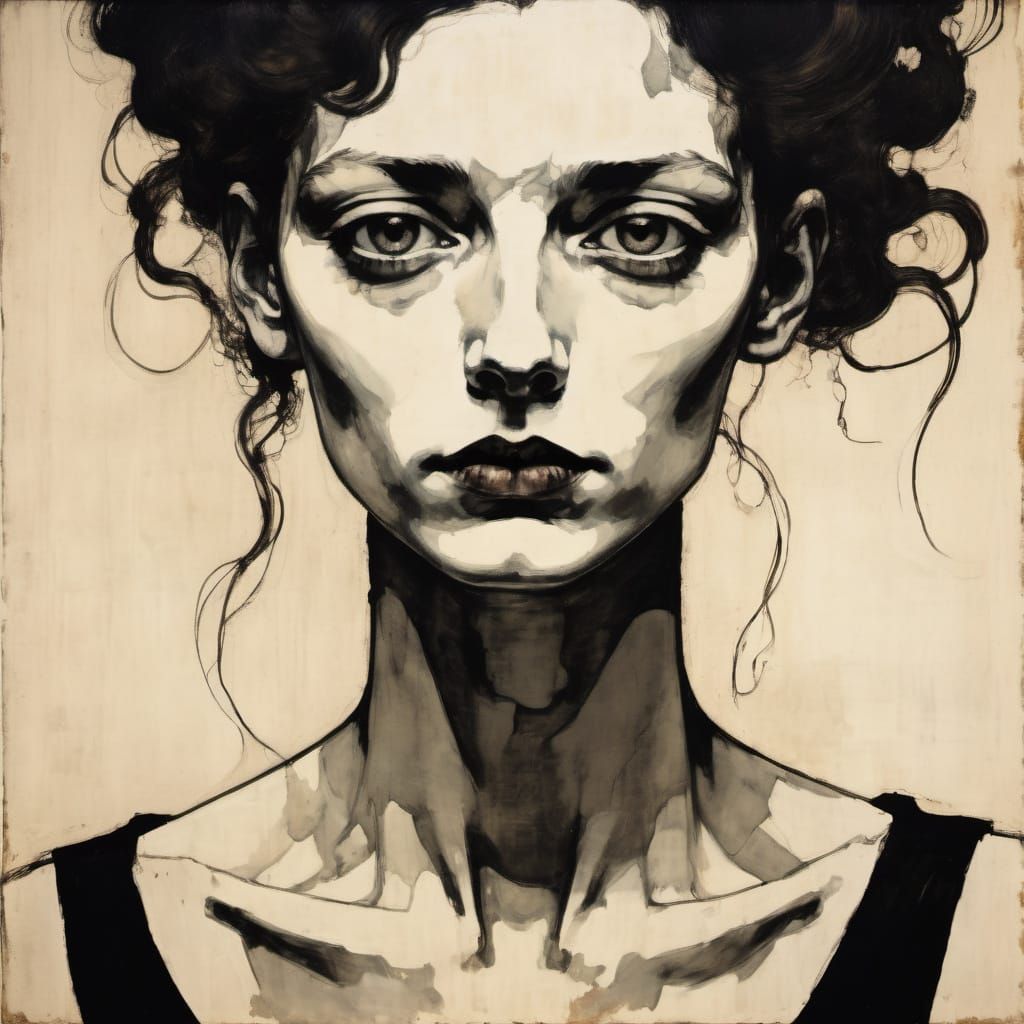 Grunge Woman in Expressionist Style