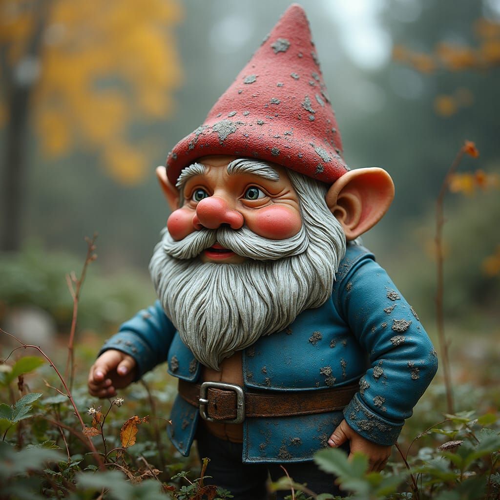 Hyperrealistic Weathered Garden Gnome Concept Art