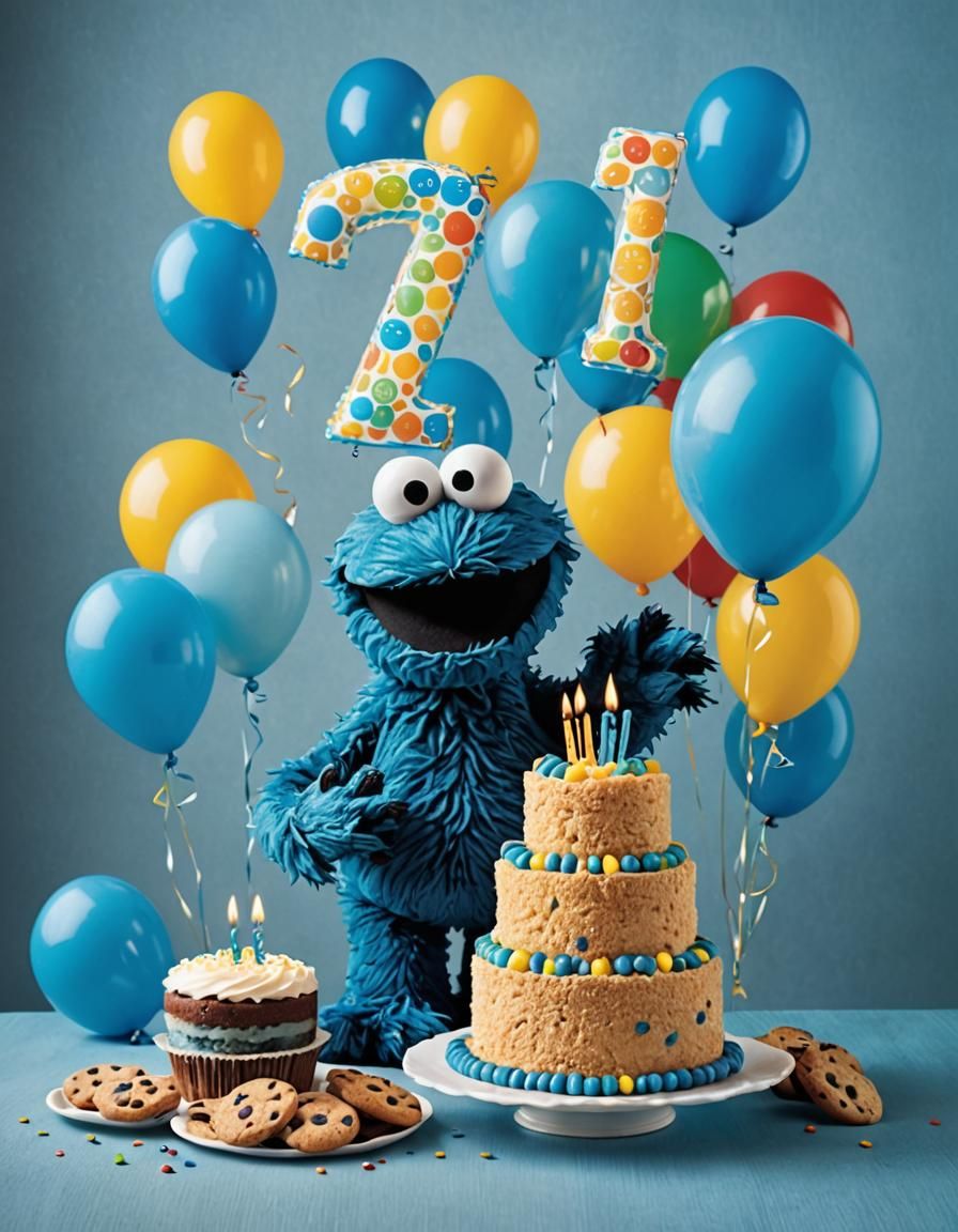 Cookie Monster Birthday Card for Seven Year Old