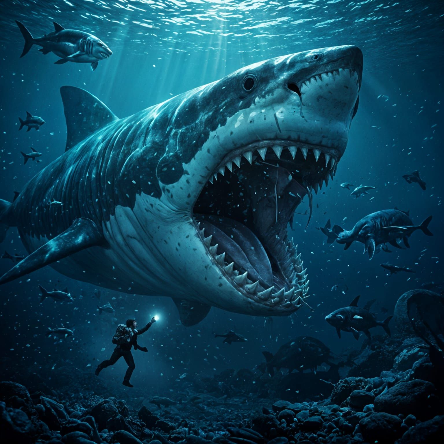 Megalodon Devours Man in Terrifying Deep Ocean Encounter