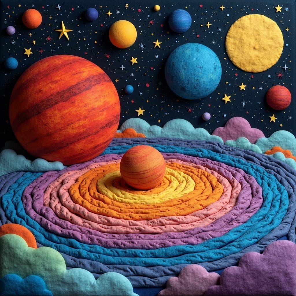 Felt Diorama of the Solar System