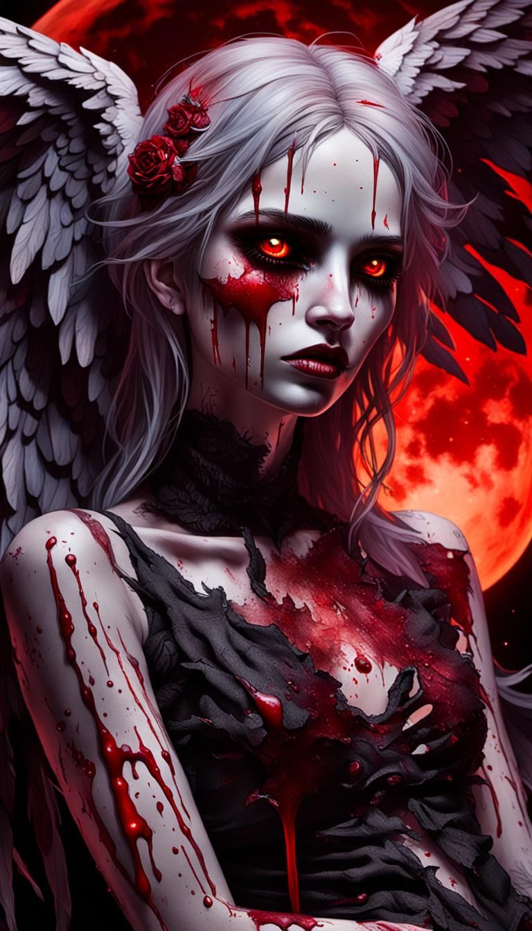 Fallen Angel Under Blood Moon
