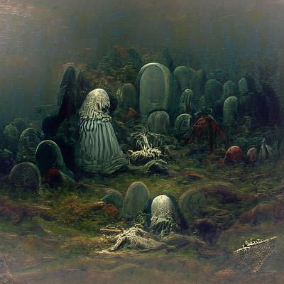 Eerie Graveyard in Gothic Horror Style